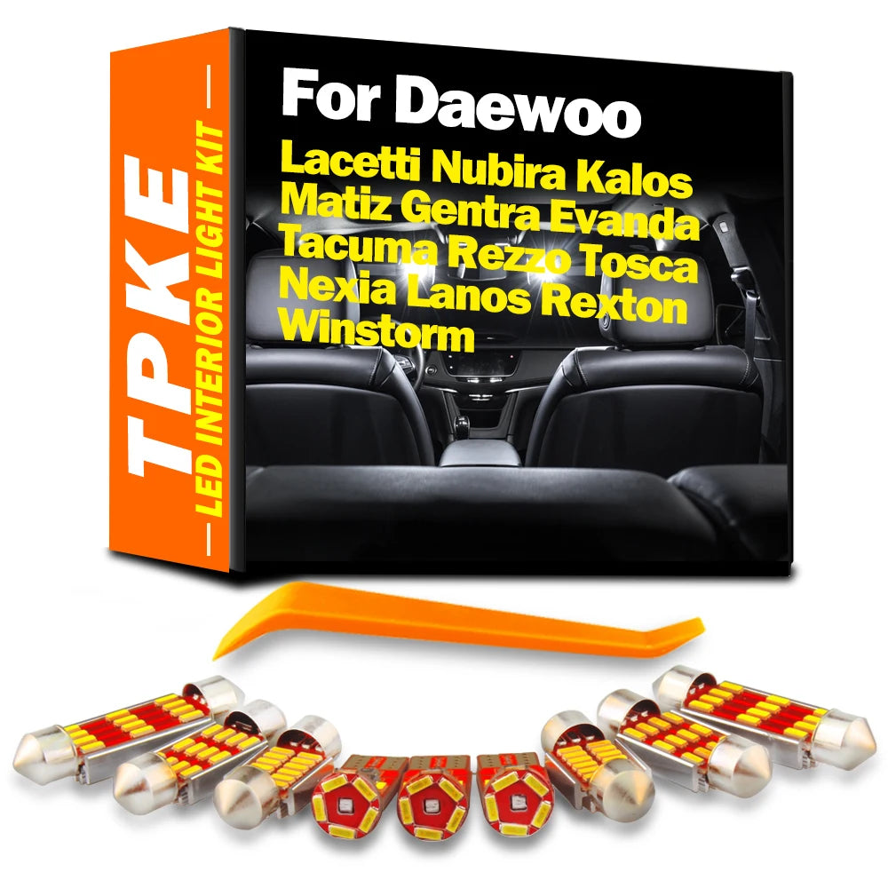 LED Interior Light Kit for Daewoo Lacetti Nubira Kalos Matiz Gentra Evanda Tacuma Rezzo Tosca Nexia Lanos Rexton Wins...