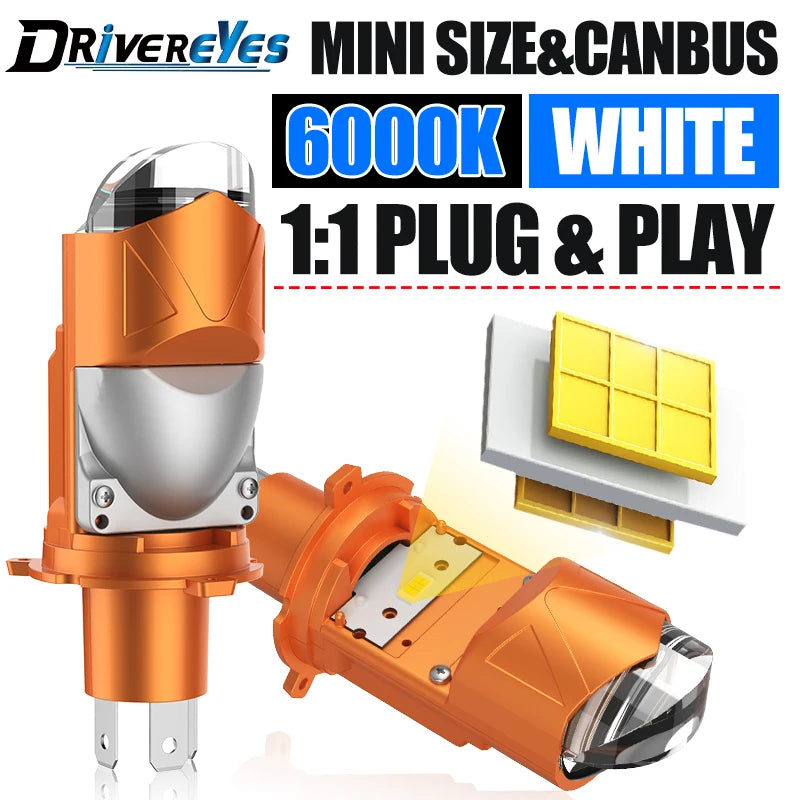 H4 LED Headlight Bulb Projector Lens Ultra Bright 9003/HB2 Hi/Low Beam Apply For Motorcycl
