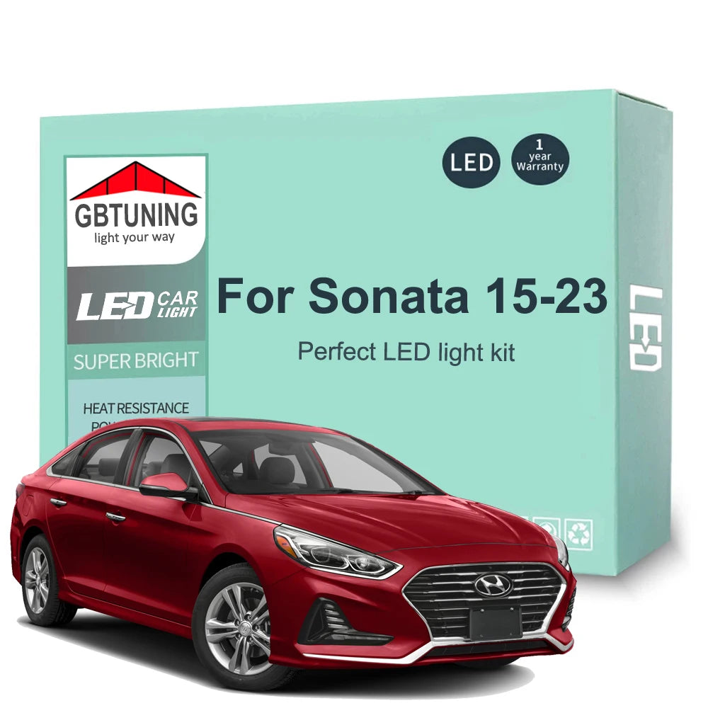 13-Piece LED Interior Light Kit for Hyundai Sonata LF MK7 VII 7 2015-2019 - Canbus Dome Map Door Trunk Bulbs | AUTOKI...
