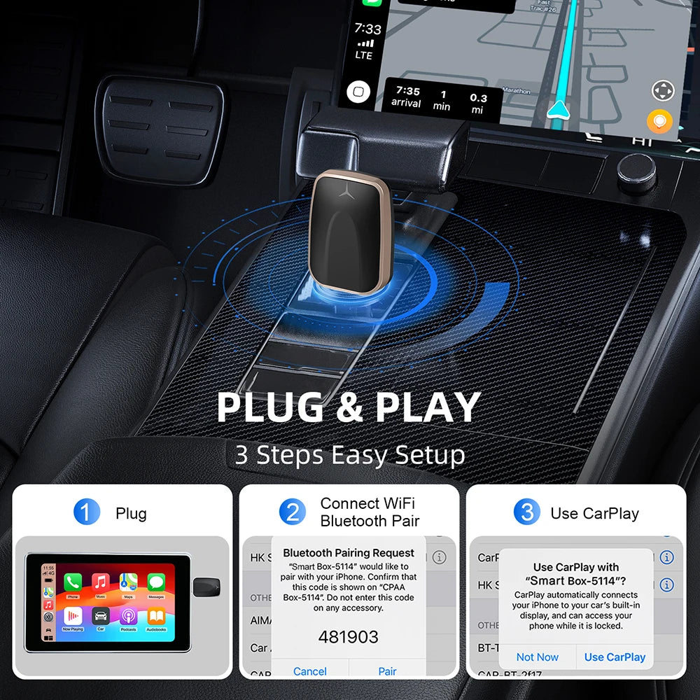 2in1 Wireless CarPlay Dongle Wireless Android Auto Adapter AI Smart Box Car Intelligent Sy | AUTOKITSHOP