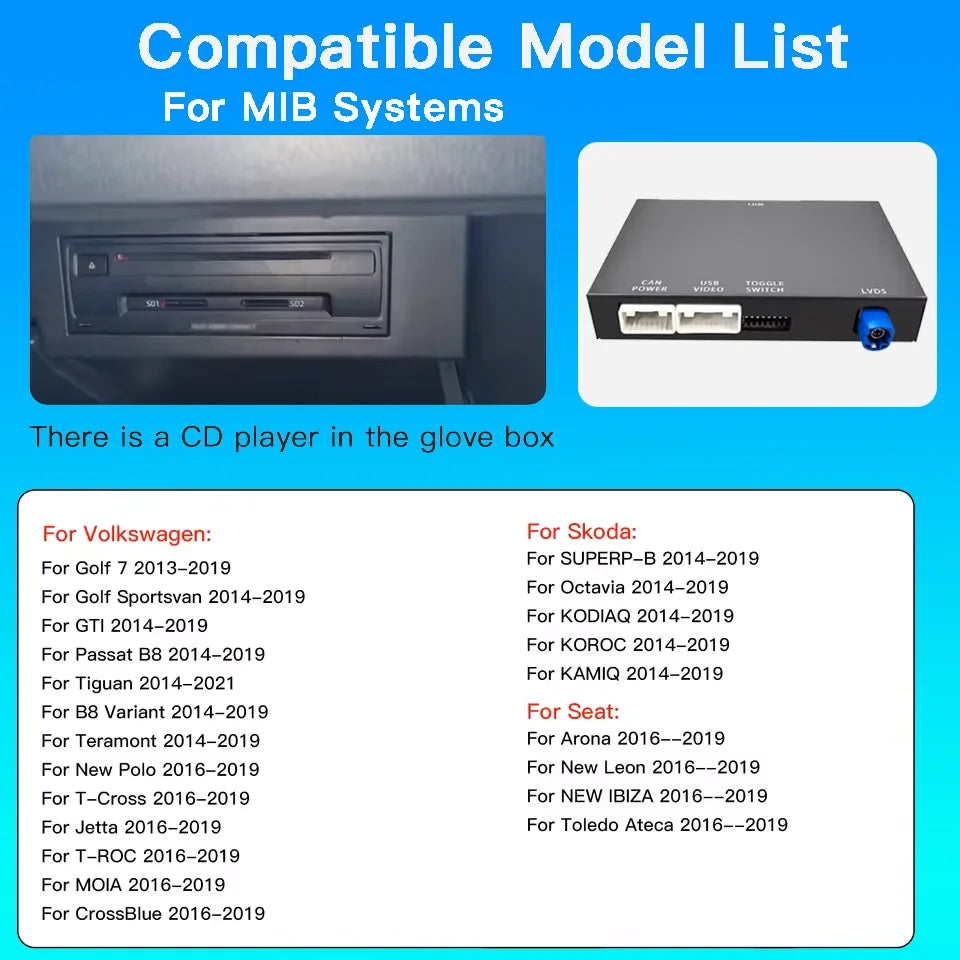 CARABC Wireless Carplay Android Auto Airplay Autolink For VW Golf 7 Tiguan Lamando Magotan