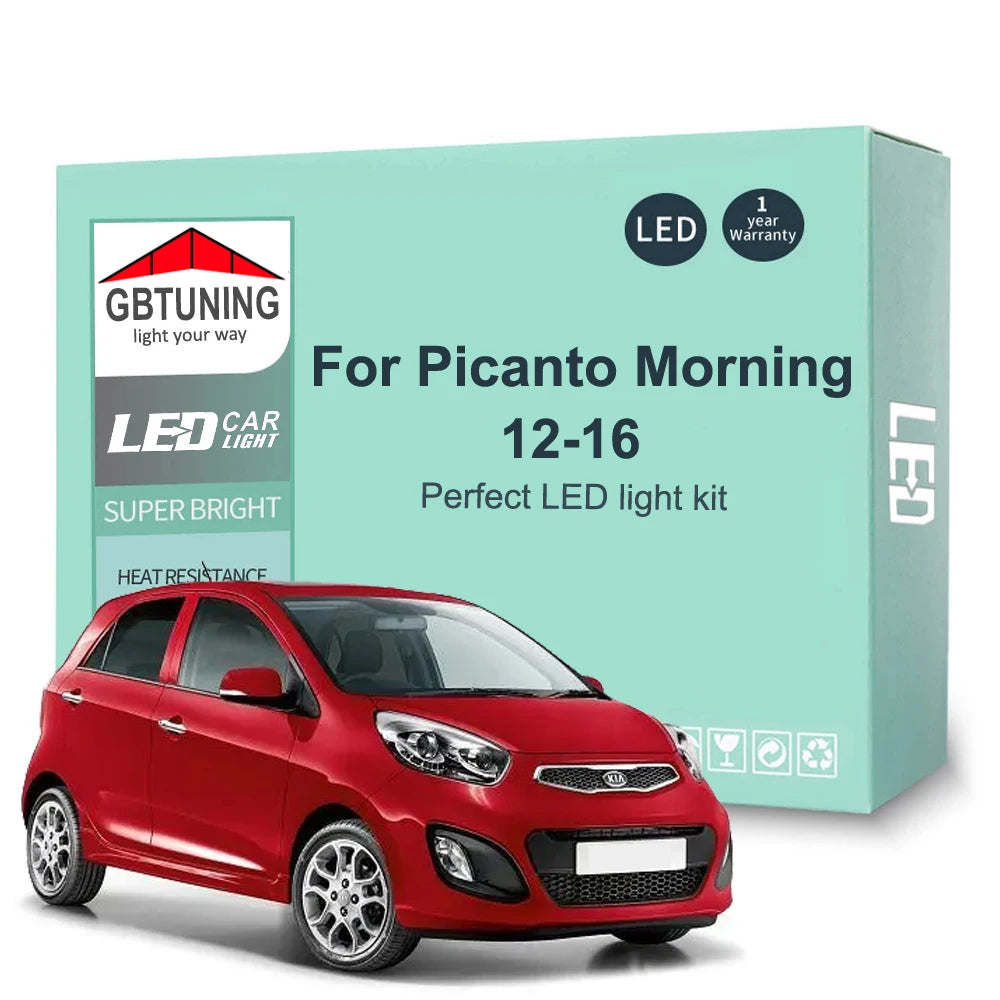 8-Piece LED Interior Light Kit for KIA Picanto Morning 2012-2016 - Canbus Dome Map Door Trunk Bulbs | AUTOKITSHOP