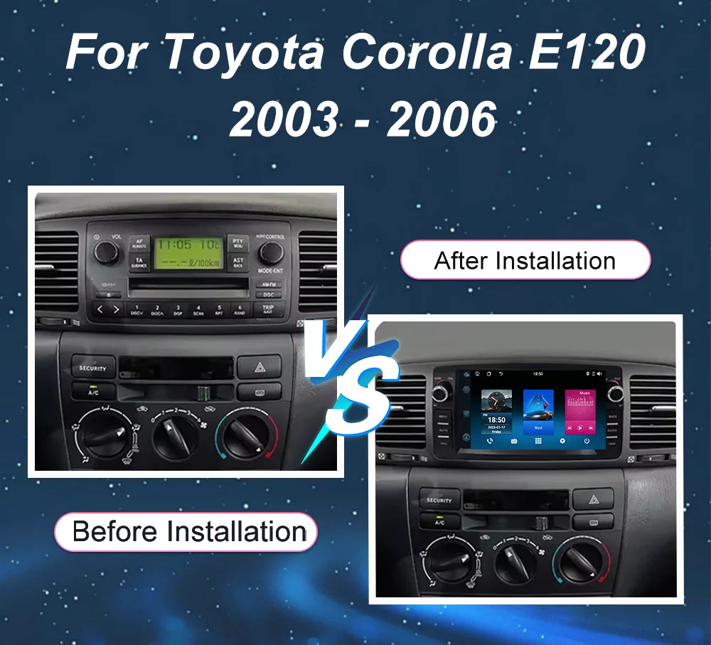 7'' Car Radio Android For Toyota Corolla E120 2003-2006 Auto Carplay Multimedia Player Aut