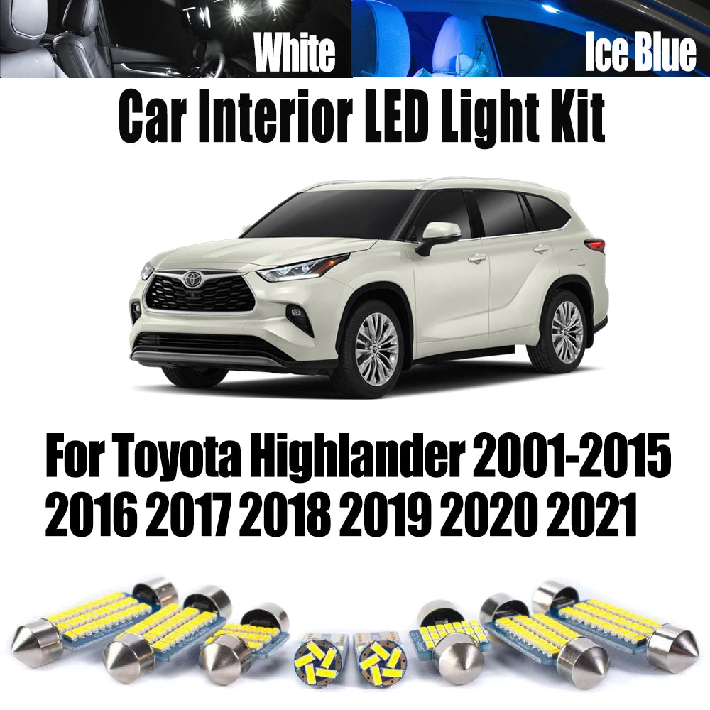 LED Interior Light Kit for Toyota Highlander 2001- 2018 - Canbus Dome Map Door Trunk Bulbs | AUTOKITSHOP
