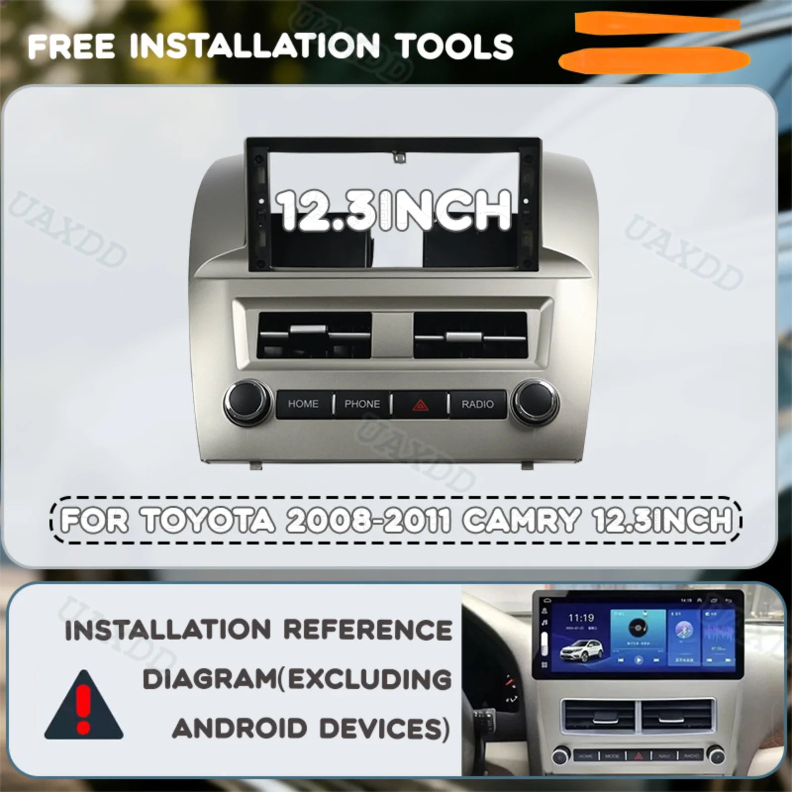 12.3INCH Car For TOYOTA 2008-2011 Camry dashboard 2 Din frame fascia center Kit panel Auto