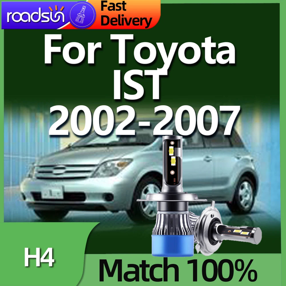 Roadsun Car Headlight H4 30000LM LED Bulbs CSP CHip 6000K Lamp High Bright For Toyota IST