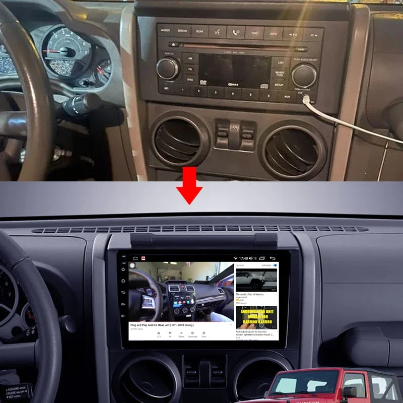 8Core 8G+128G Android 12 QLED 1280*720P Car Multimedia For Jeep Wrangler Unlimited 3 JK 20
