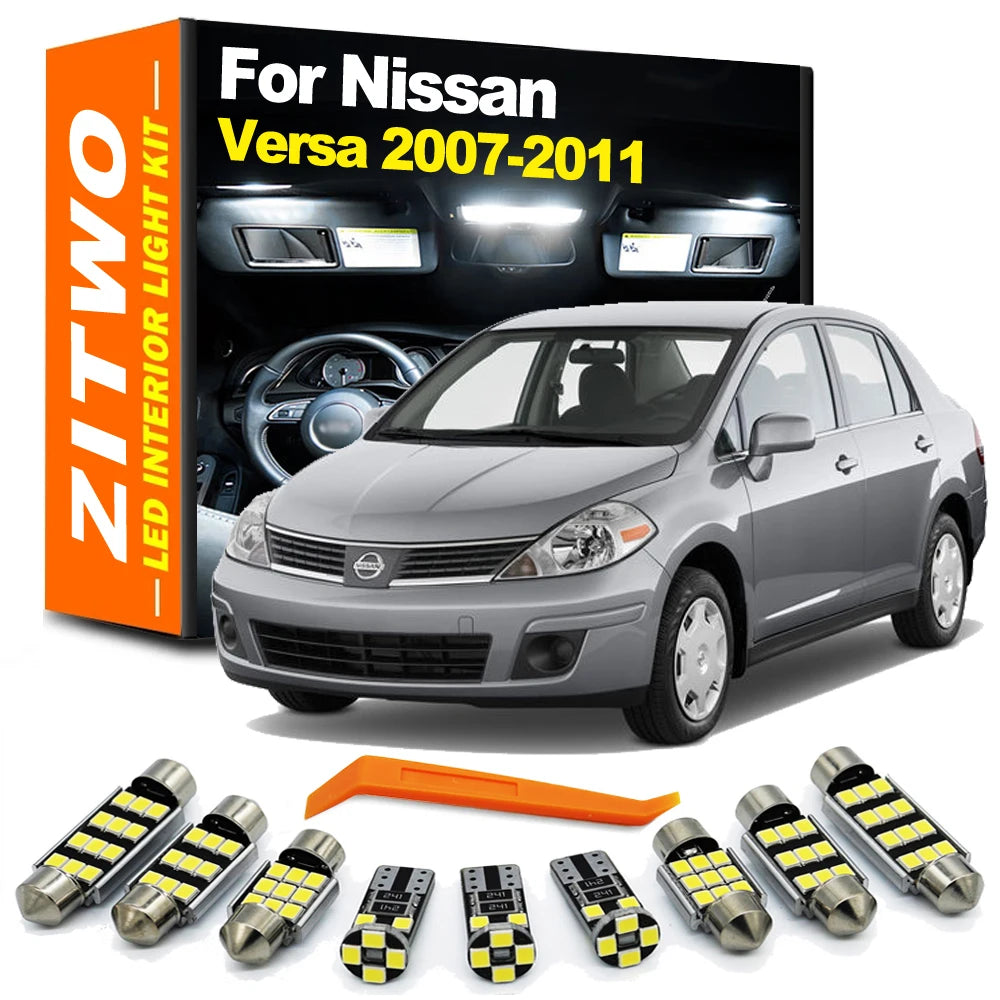 ZITWO 8Pcs LED Interior Light Bulbs Kit For Nissan Versa 2007 2008 2009 2010 2011 Canbus Map Dome Reading License Plate Lamp