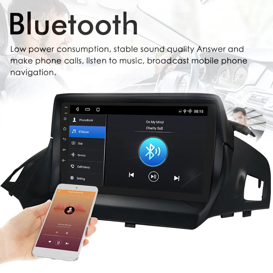 128GB Car Radio Android 14 Screen For Ford Cmax 2011 2013 Kuga C-max Escape GPS Bluetooth