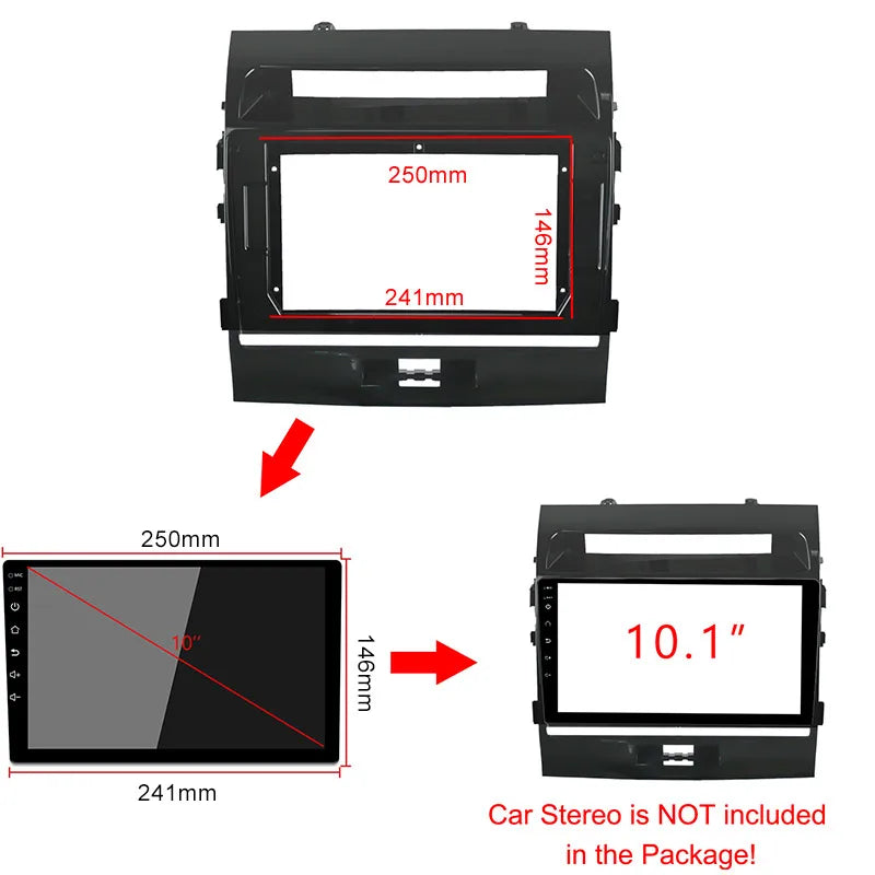 10.1 Inch Car Fascia For TOYOTA LAND CRUISER 2008-2015 Double Din Car Dvd Frame Audio Fitt | AUTOKITSHOP