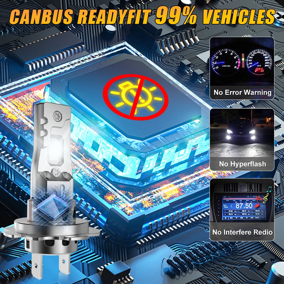 2Pc 5000W High Power H7 H4 LED Bulb Turbo Headlight 6500K 5000000LM 12V 24V CSP Powerful Best H4 LED Diode approved H7 Mini Lamp