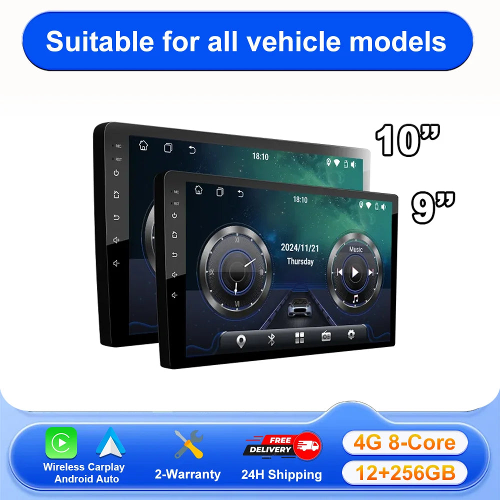 Android 16 CarPlay Car Radio Stereo GPS multimedia player 2 DIN Universal 9/10 inch For To