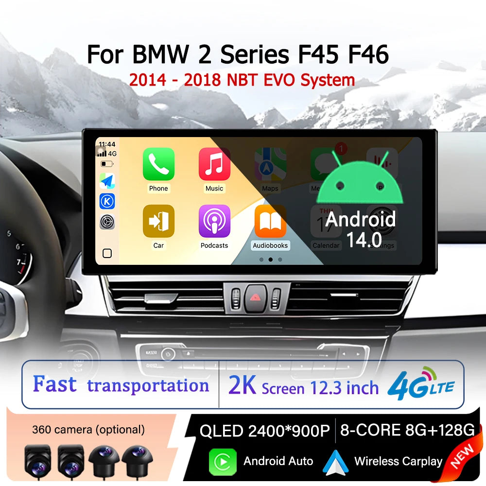 for BMW 2 Series F45 F46 2014 - 2018 NBT EVO System Car Radio QLED 2400*900P Multimedia To