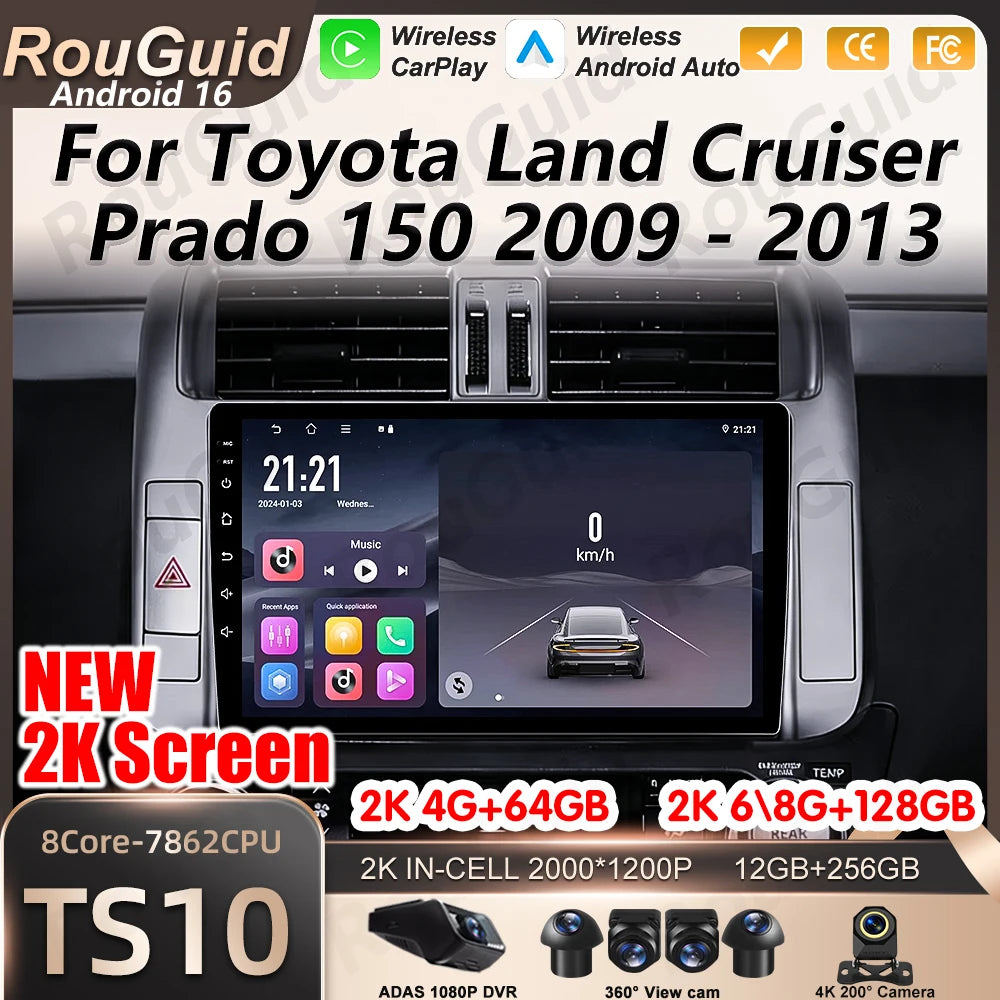 Android 16 Car Radio For Toyota Land Cruiser Prado 150 2009 2010 2011 2012 2013 Carplay Vi | AUTOKITSHOP