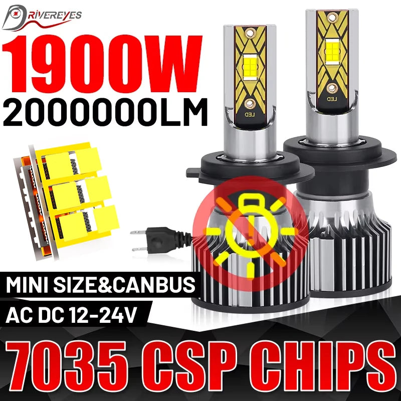 1900W H7 LED Car Headlight H4 H11 Bulb 9012 H3 H8 H9 9005 9006 880 H27 LED Auto Lamp 6K 12