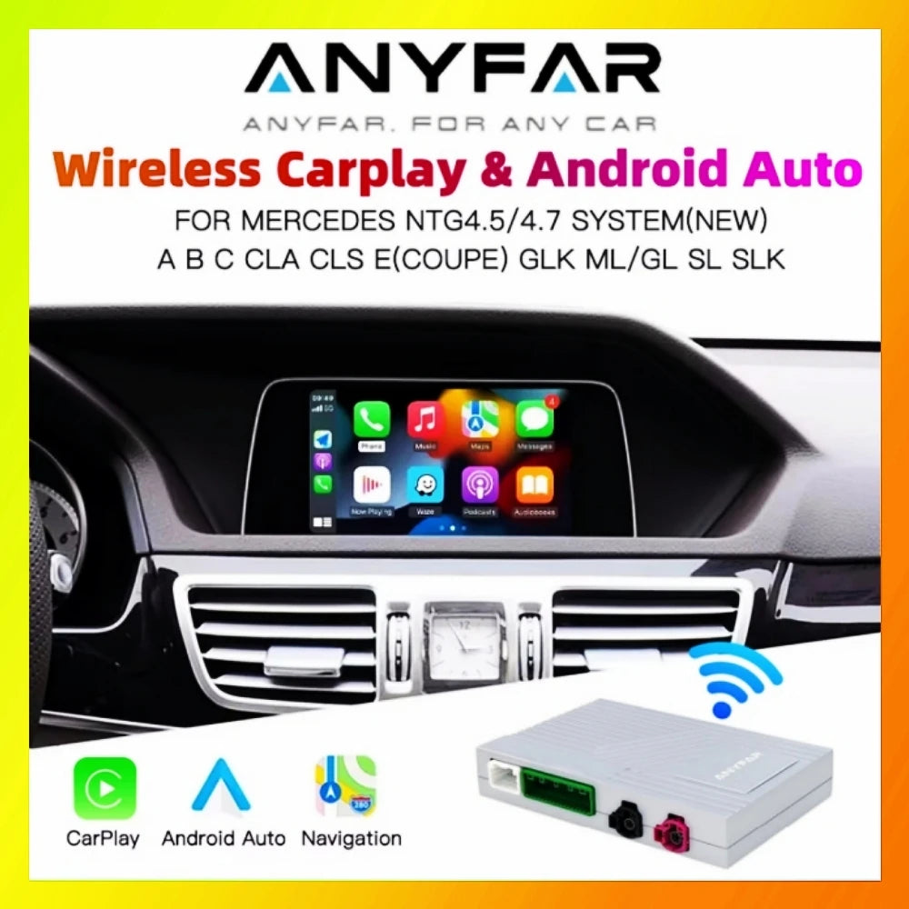 ANYFAR Wireless CarPlay Android Auto for Mercedes Benz A B C E Class GLA CLA GLK SLK CLS W | AUTOKITSHOP