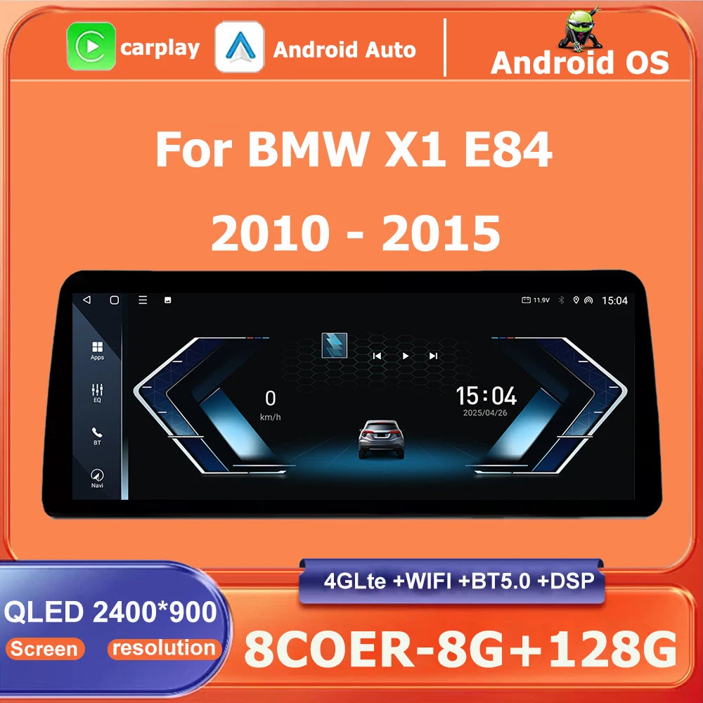 Android 16 Wireless Carplay AUTO GPS NAVI BT For BMW X1 E84 2010 - 2015 CIC System/Without