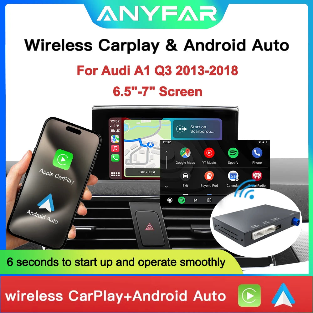 OEM Screen Upgrade Decoder Box for Audi A1 Q3 2012-2018, 6.5"/7" Screen, MMI 3G with CarPl
