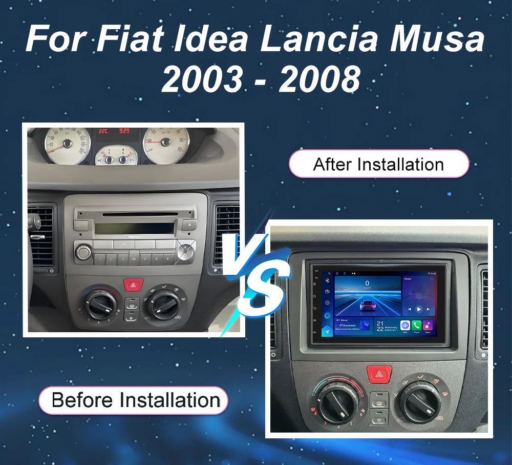 Android 16 Carplay For Fiat Idea Lancia Musa 2003 - 2008 Display Screen GPS Navigation Car