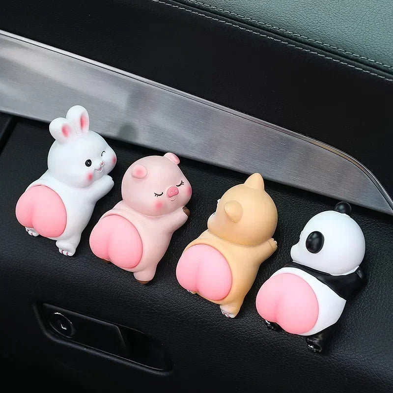 Cute Cartoon Car Ornaments Creative Panda Pig Doll Center Console Decorative Accessories Unpacki - Automotive LED Light
