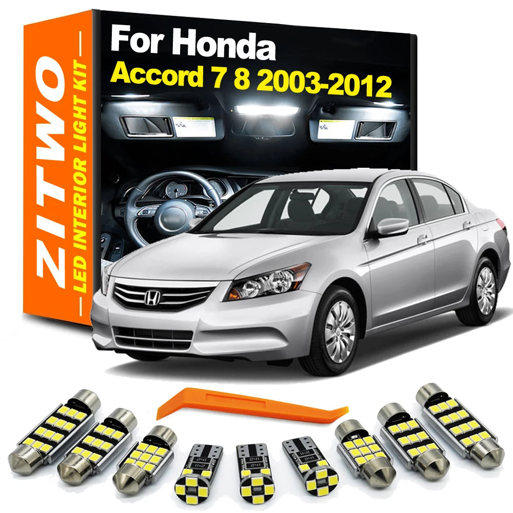 ZITWO 15Pcs LED Interior Dome Light Sunvisor Lamp Kit For Honda Accord 7 8 7th 8 for Honda Accord 2003-2006 - Canbus LED