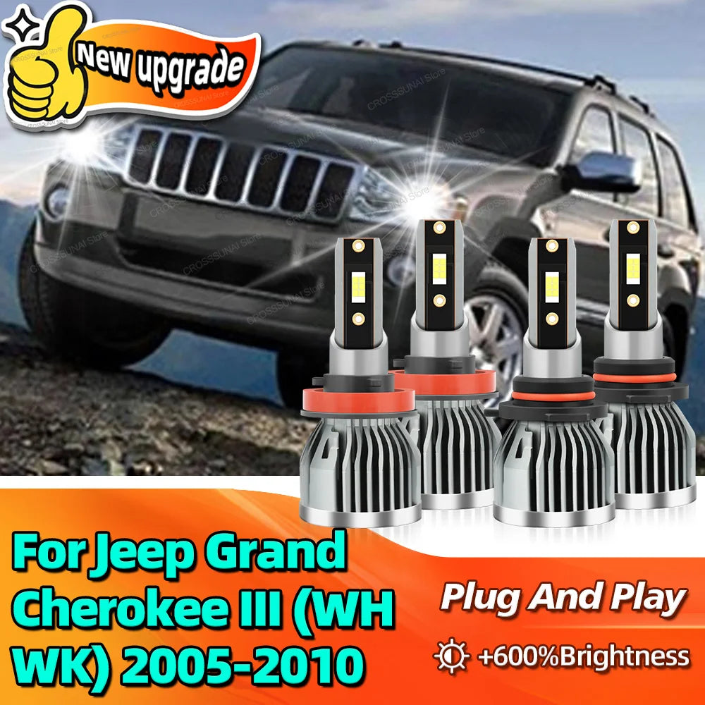 2/4Pcs LED Light Canbus Car Headlight For JEEP GRAND CHEROKEE III WH WK 2005 2006 2007 200