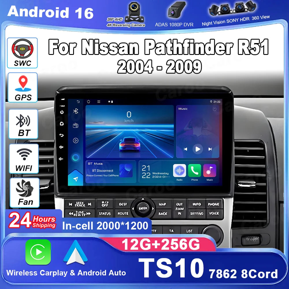 Car Radio For Nissan Pathfinder R51 2004 - 2009 Multimedia Video Player Carplay Android Au