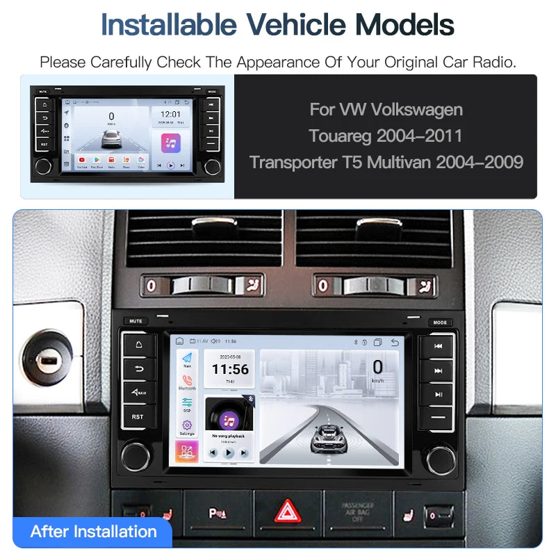 SZLELV 4G DSP Android 15 Auto Car Radio Multimedia GPS For VW Volkswagen Touareg Transport