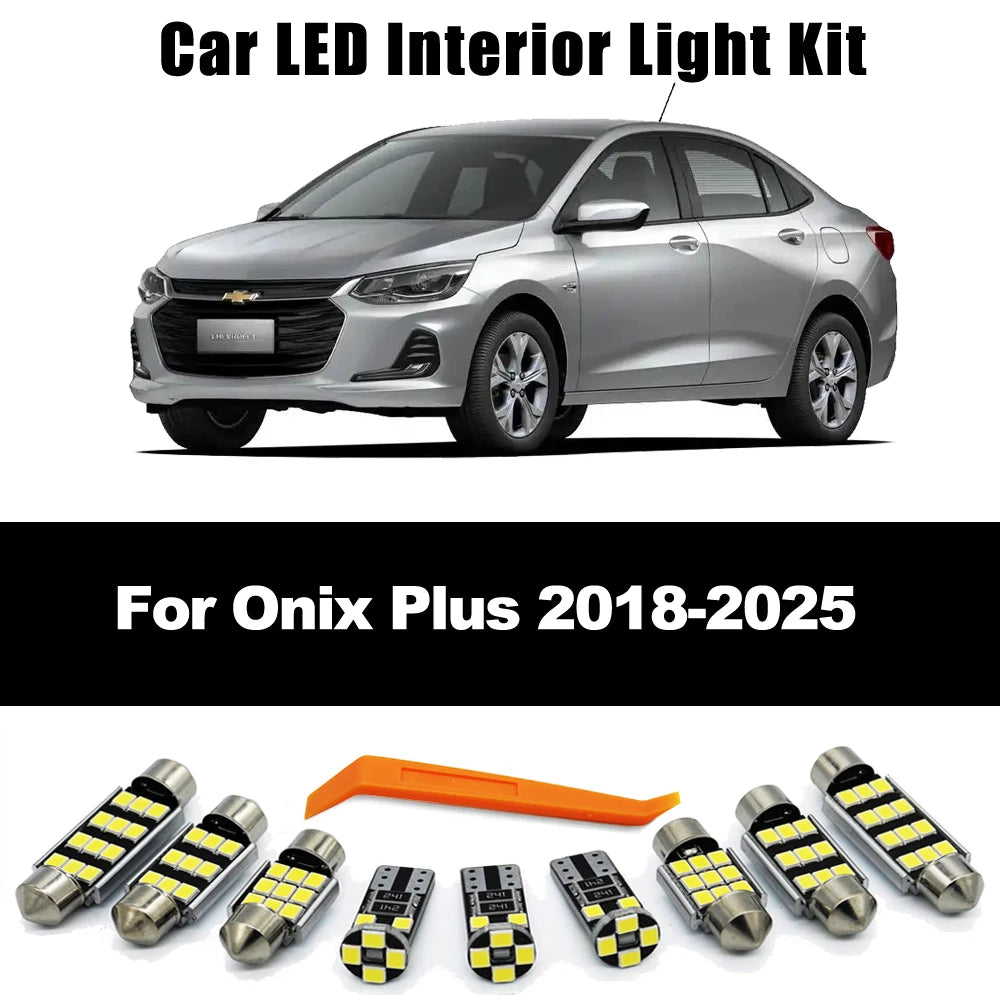 ZITWO 9Pcs For Chevrolet Chevy Onix Plus 2018 2019 2020 2021 2022 2023 2024 2025 LED Interior Light Plate Lamp Kit Accessories