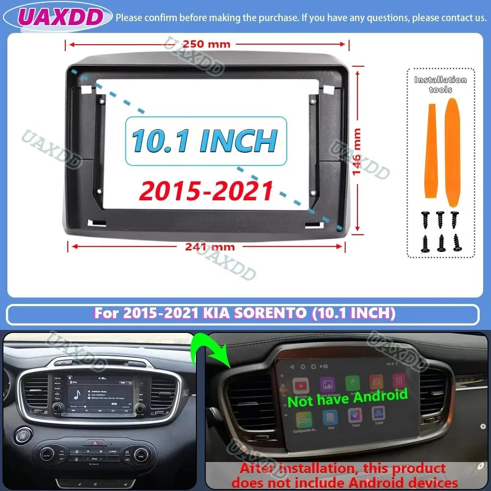 For 2015-2021 KIA SORENTO 10.1INCH 2 Din Car stereo radio Android frame panel fascia cable