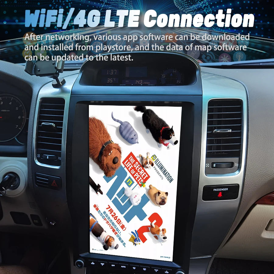 13.6" Android Screen For Toyota Land Cruiser Prado LC120 GX470 GPS Car Multimedia Player C