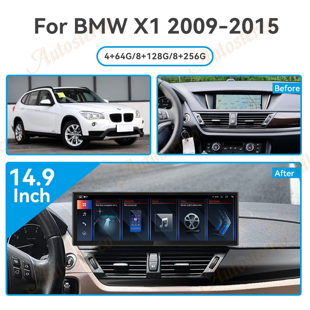 ID8 14.9 Inch Android 14 Carplay For BMW X1 E84 2009-2015 Car Multimedia Player GPS Naviga