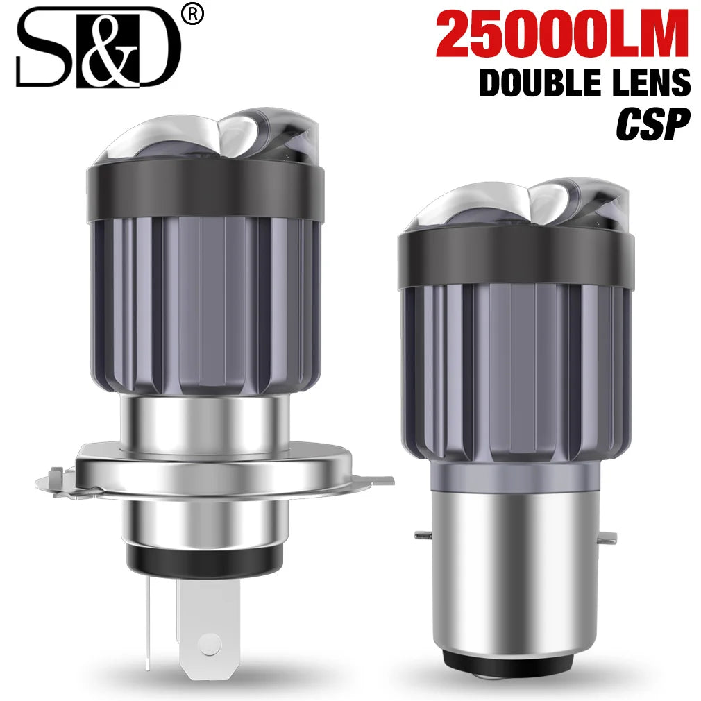 25000LM H4 LED Moto H6 BA20D LED Motorcycle Headlight Bulbs CSP Double Lens White Yellow H