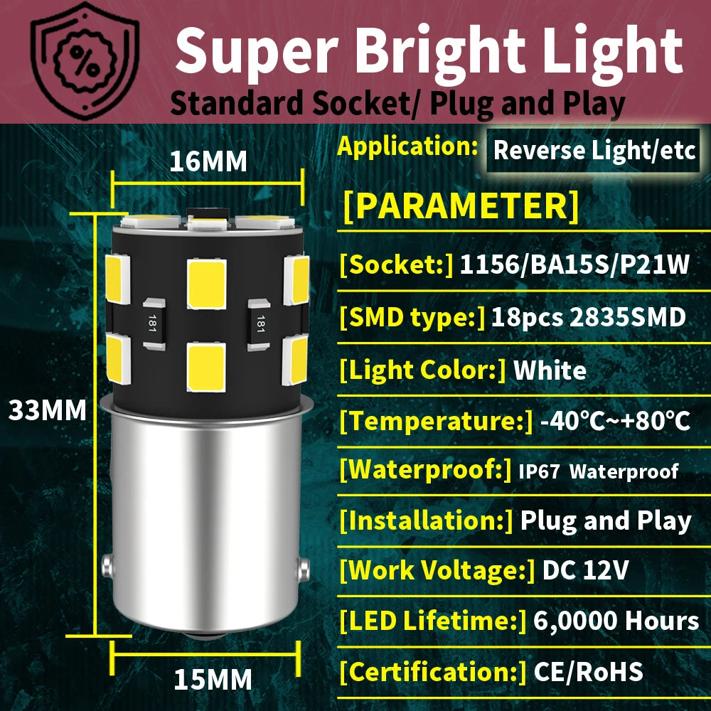 LED Reverse Light Blub Lamp P21W BA15S Canbus For VW Passat B5 B5.5 B6 Golf MK3 MK4 MK5 MK