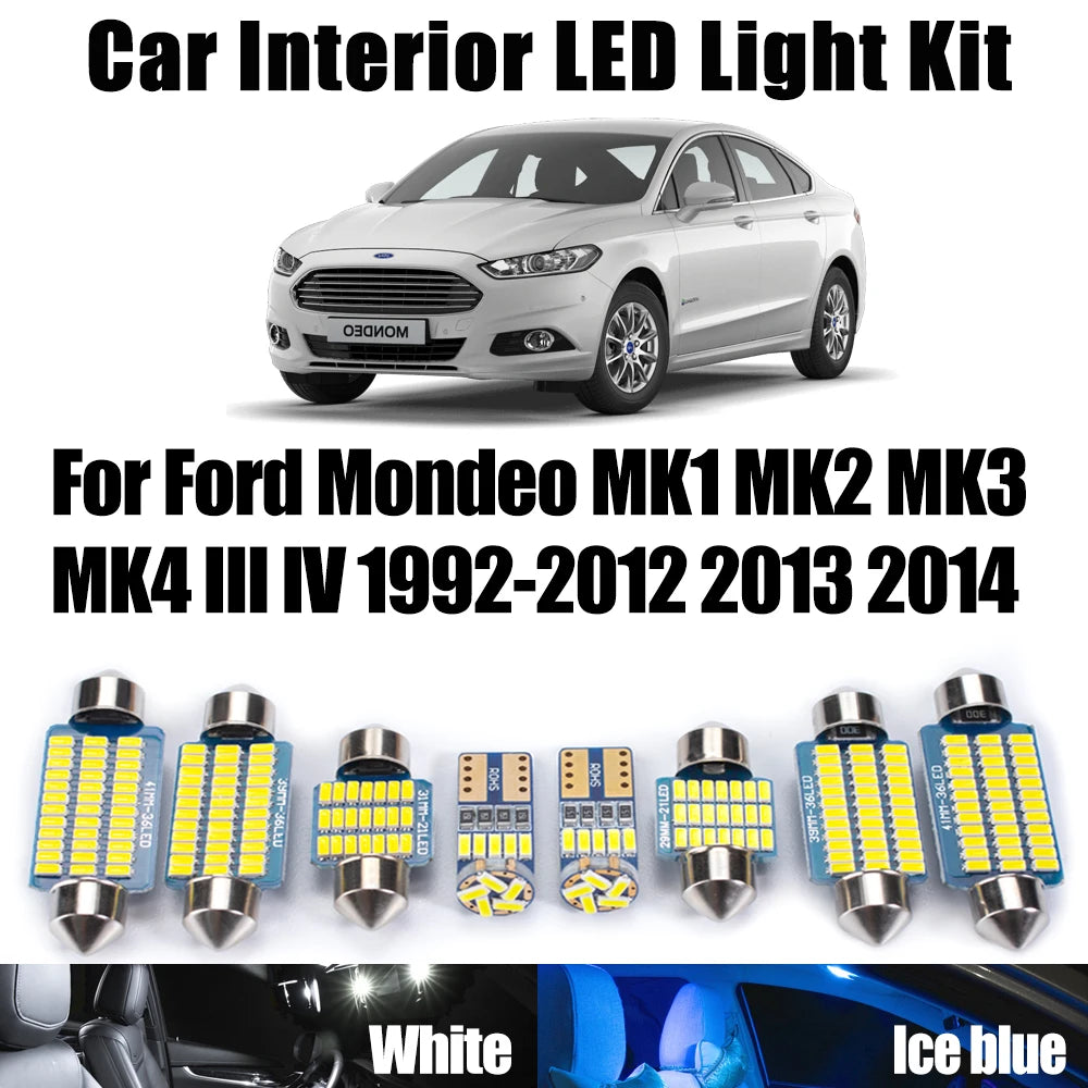 LED Interior Light Kit for Ford Mondeo MK1 MK2 MK3 MK4 III IV 1992- 2012 - Canbus Dome Map Door Trunk Bulbs | AUTOKIT...