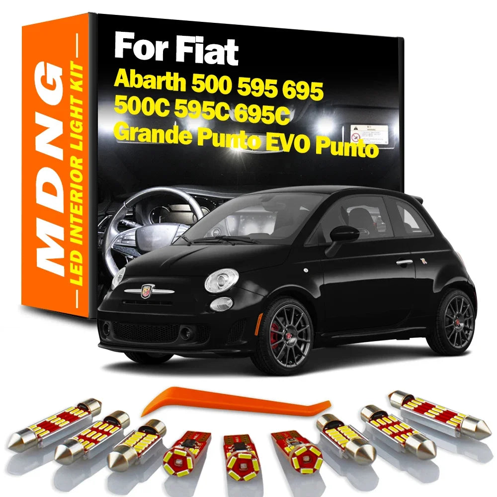 LED Interior Light Kit for Fiat Abarth 500 595 695 500C 595C 695C Grande Punto EVO Punto Car Accessories Canbus - Can...