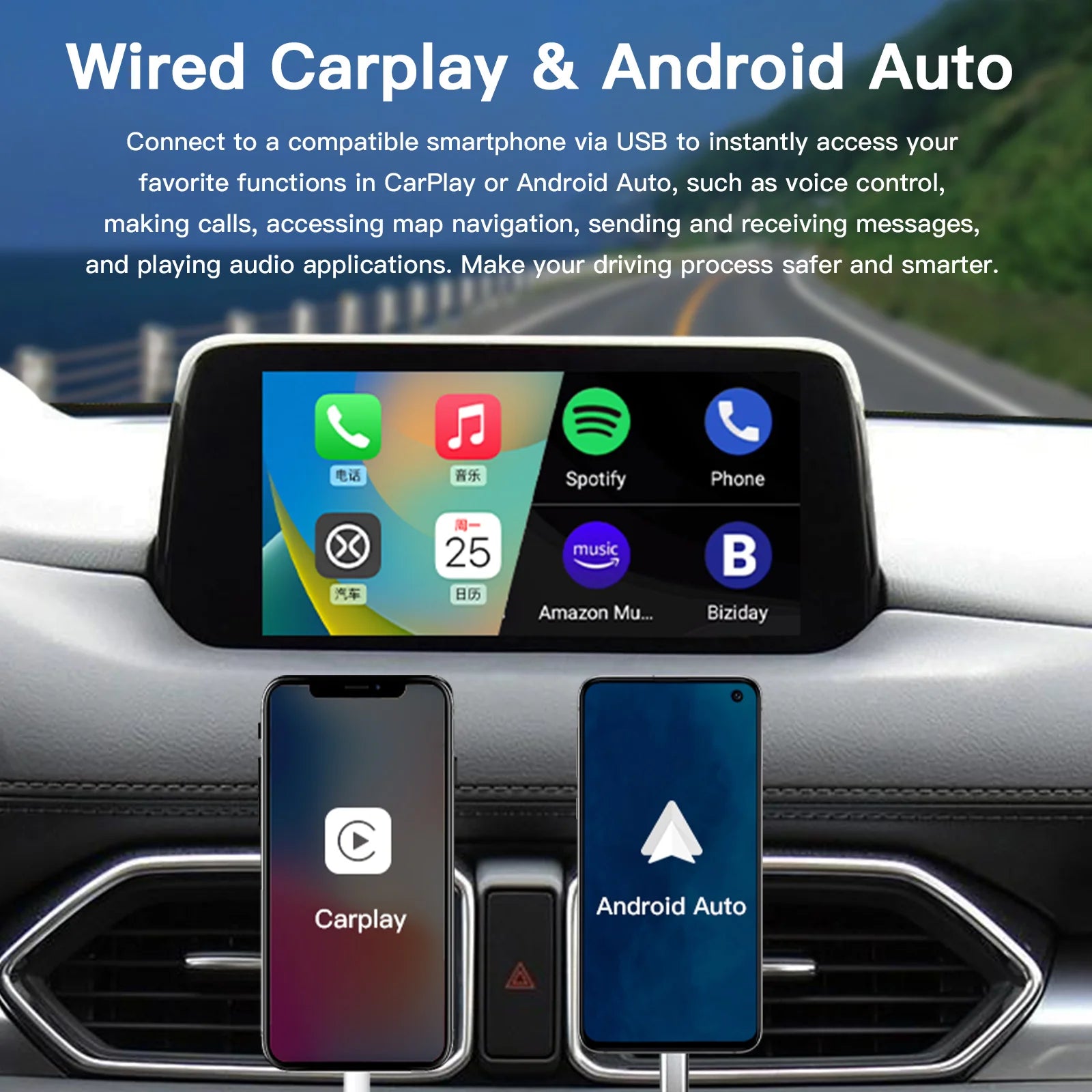 Type-c CarPlay Kit Android Auto Adapter USB Hub OEM for Mazda 3 6 2 CX5 CX3 CX8 CX9 Miata