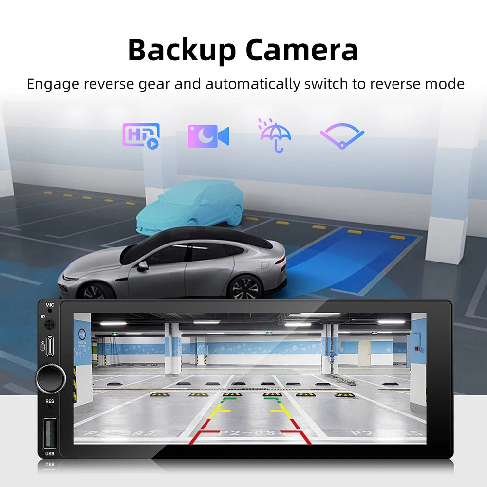 1DIN 6.86inch Universal MP5 Car Radio Support Wireless Carplay Android AUTO AUX USB  BT Touch Screen Multimedia Video Player