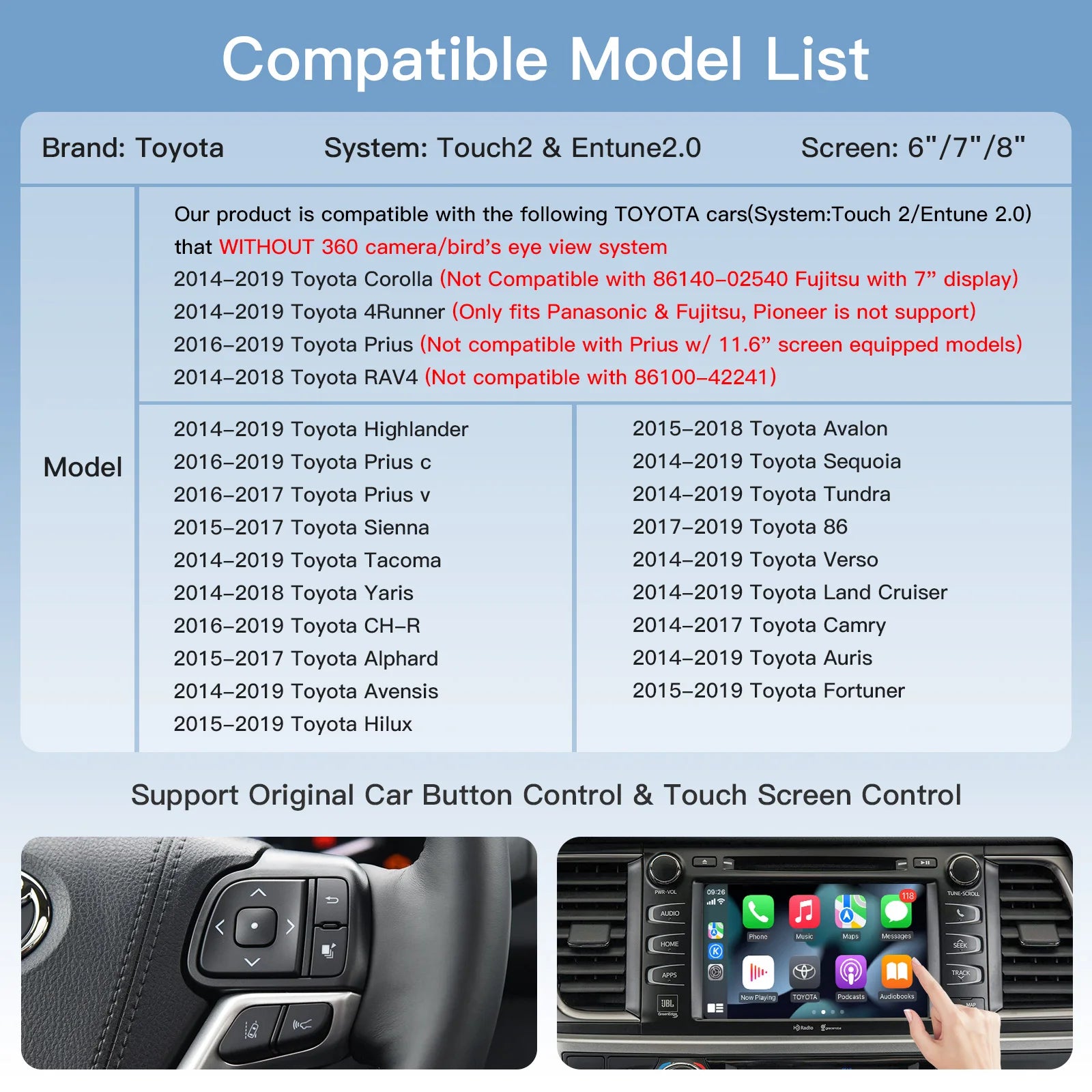 For TOYOTA Wireless Carplay Module Android Auto Adapter CHR RAV4 Avalon Corolla Camry Yari