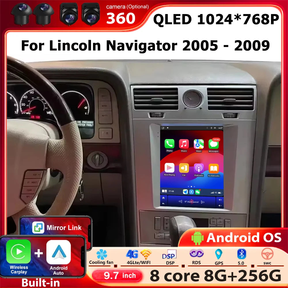 Car Radio Multimedia Video Player GPS Navigation Stereo For Lincoln Navigator 2005 - 2009