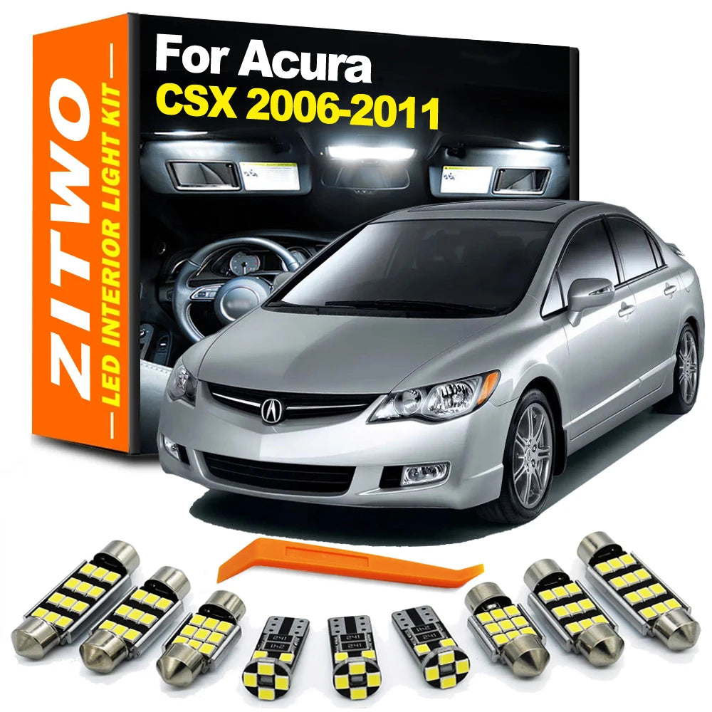 ZITWO 11Pcs LED Interior Dome Reading Light License Plate Bulb Kit For Acura CSX 2006 2007 2008 2009 2010 2011 Car Accessories