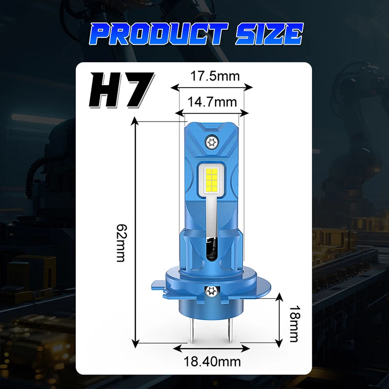 H7 LED Canbus 1:1 Mini Size Car Headlights Turbo Fan STG Universal 6000K Cool White Plug&P