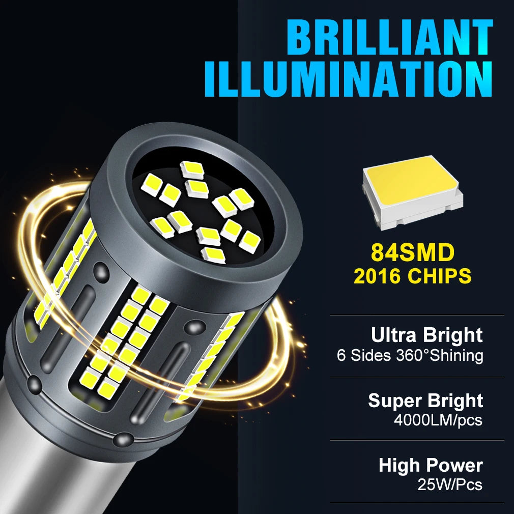50W PY21W BAU15S LED P21W BA15S 8000LM T20 7440 W21W T25 3156 LED Bulb R5W R10W 84SMD 2016