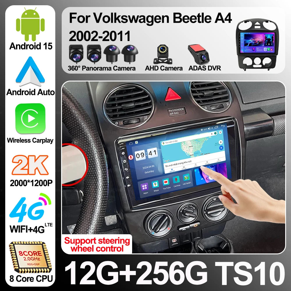 Android 16 For Volkswagen Beetle A4 2002-2011 Car Radio Gps Navigation Auto Wireless Carpl | AUTOKITSHOP