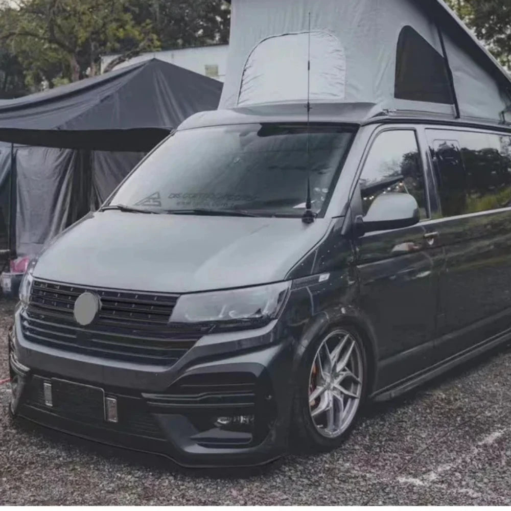 For Volkswagen Multivan T6.1 Multivan T6.1 2019-up Glossy Black Front Grille All Black Cen
