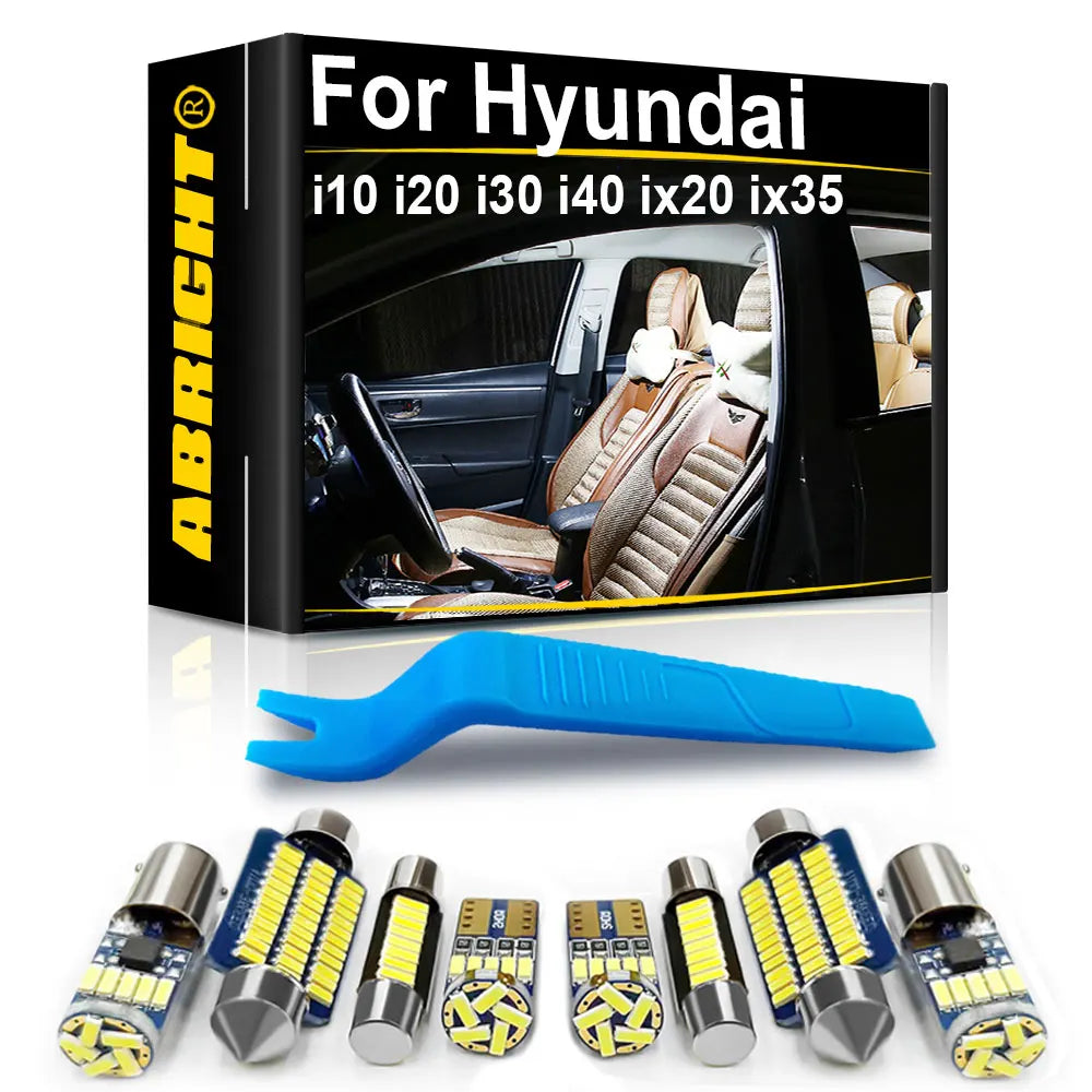LED Interior Light Kit for Hyundai i10 i20 i30 i40 ix20 ix35 Tucson Santa Fe Santafe Auto Indoor Dome Map Trunk Lamp ...