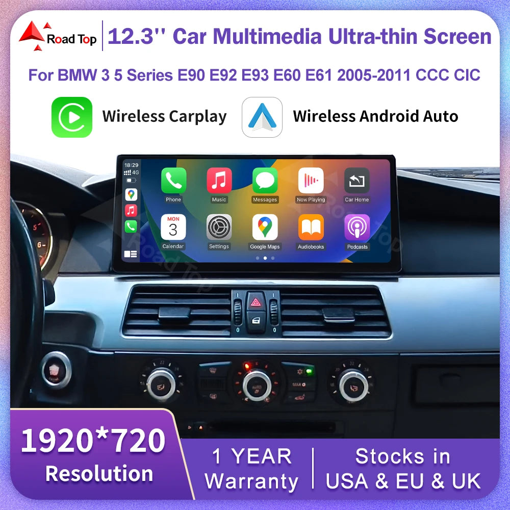 12.3" Ultra Thin Touch Screen For BMW 3 Series E90/E91/E92/E93 5 Series E60 E61 E63 CCC/CI | AUTOKITSHOP
