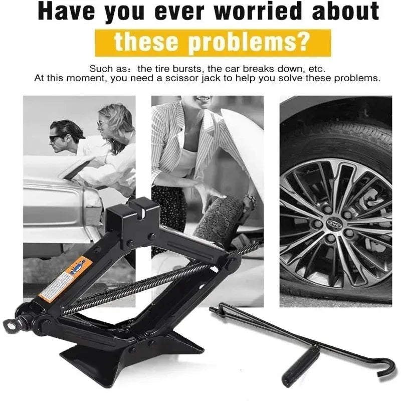 Hand Cranked Scissor Jack 08T 1T 2T Portable Labor Saving Car Jack Car Repair Tire Replacement S - Automotive LED Light