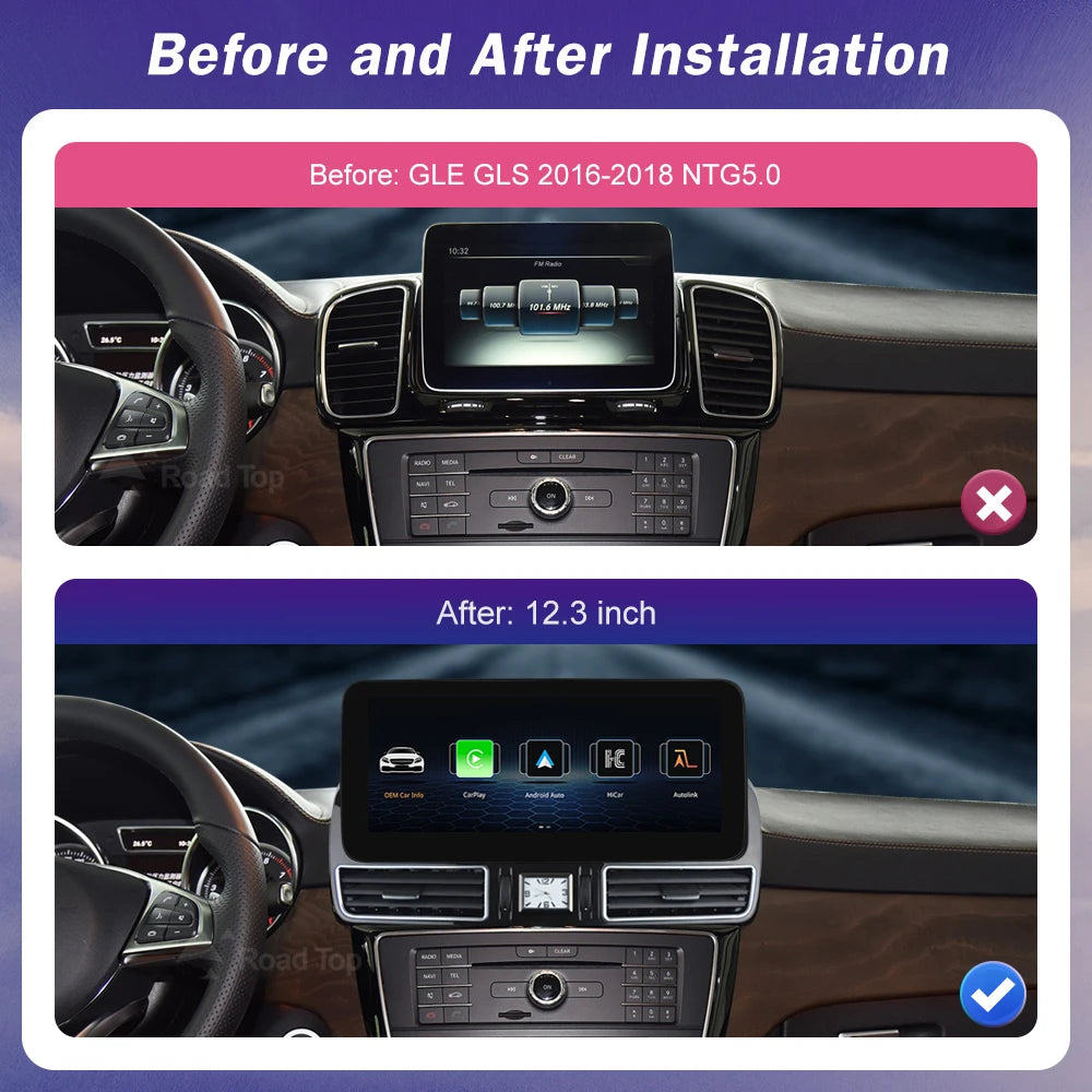12.3" Linux Car Multimedia Wireless CarPlay Touch Screen for Benz GLE GLS 2016-2018 Androi | AUTOKITSHOP