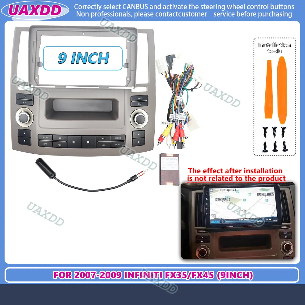 FOR 2007-2009 INFINITI FX35 FX45 9 INCH frame adapter harness multimedia 2 Din navigation